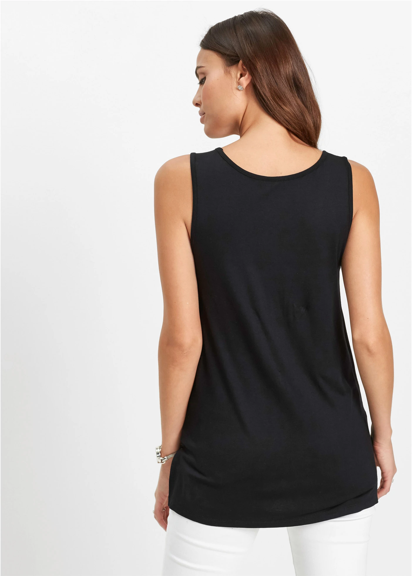 Dlouhý top • černo-stříbrná s potiskem • bonprix obchod