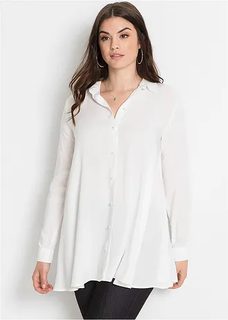 Blouse van viscose, Kleur: wit