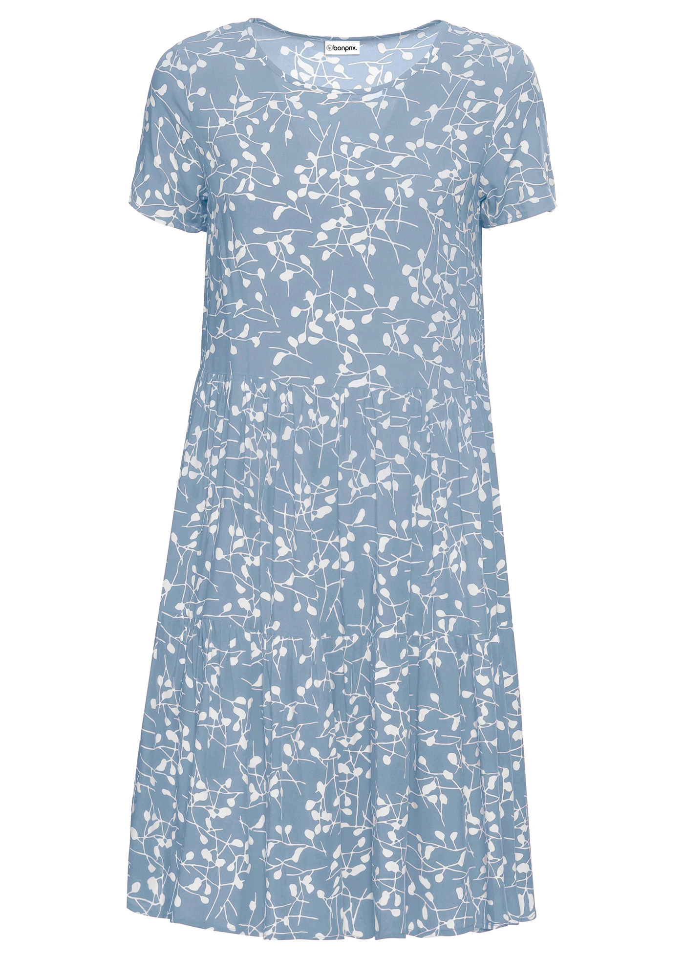 Minišaty ze splývavé viskózy • světle modro-přírodní bílá s květy • bonprix obchod