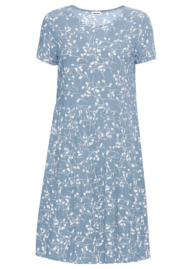 Minišaty ze splývavé viskózy • světle modro-přírodní bílá s květy • bonprix obchod