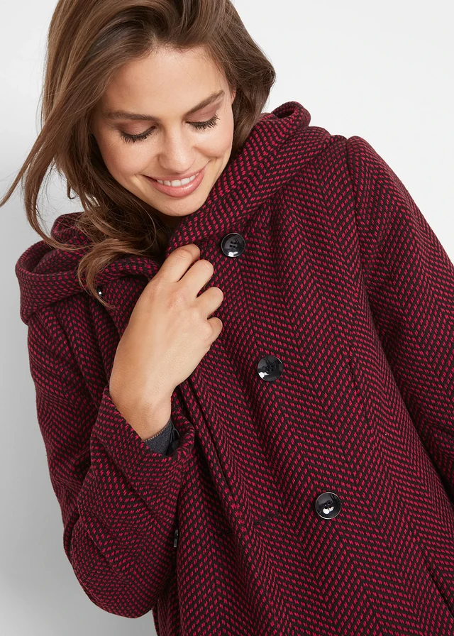 Manteau court en laine mélangée • rouge foncé-noir chiné • product-page.page-title-suffix