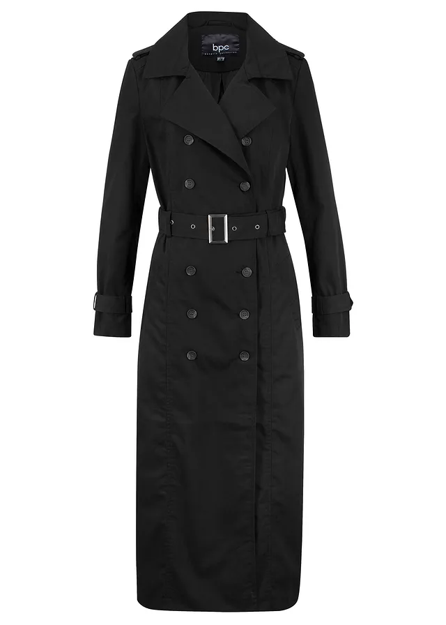 Trench-coat long ceinturé à la taille