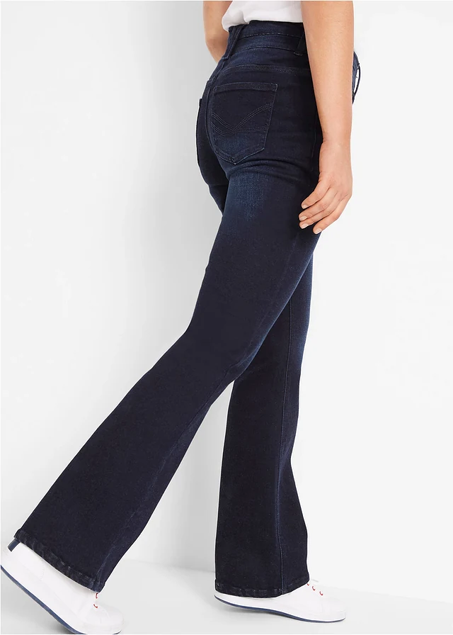 Ultrasoft corrigerende bootcut jeans, high waist • donkerblauw denim used • product-page.page-title-suffix