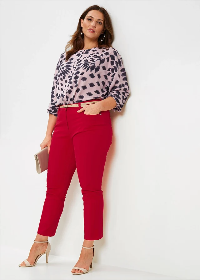 Pantalon extensible 7/8, Couleur: rouge grenat