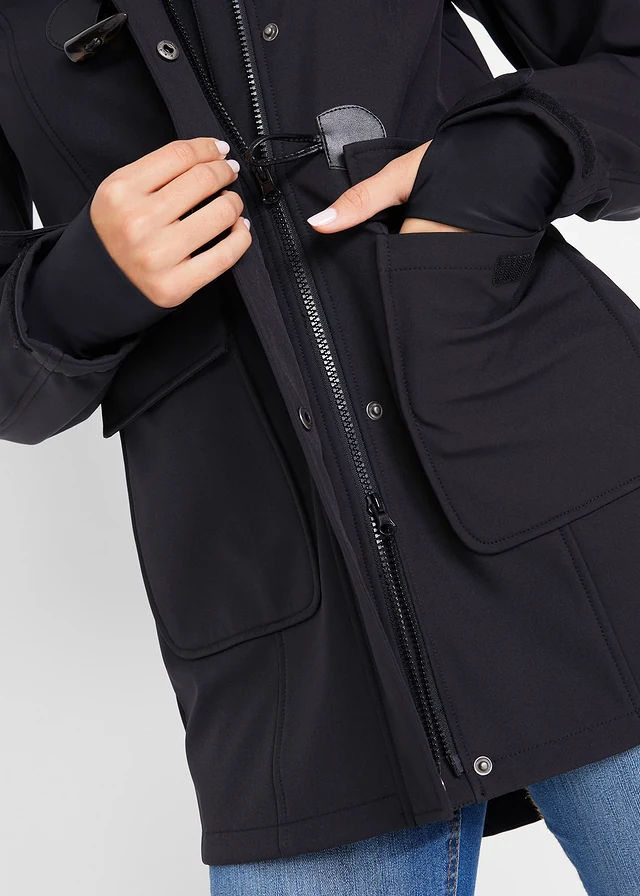 Softshellová bunda Duffle, voděodolná • černá • bonprix obchod