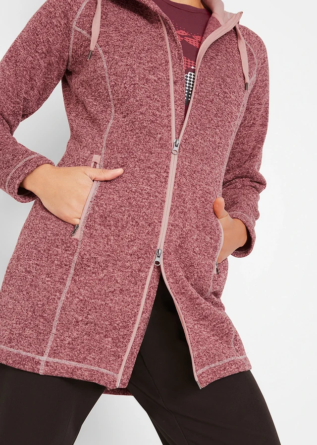 Veste longue polaire à capuche • rouge érable/rose vintage chiné • product-page.page-title-suffix
