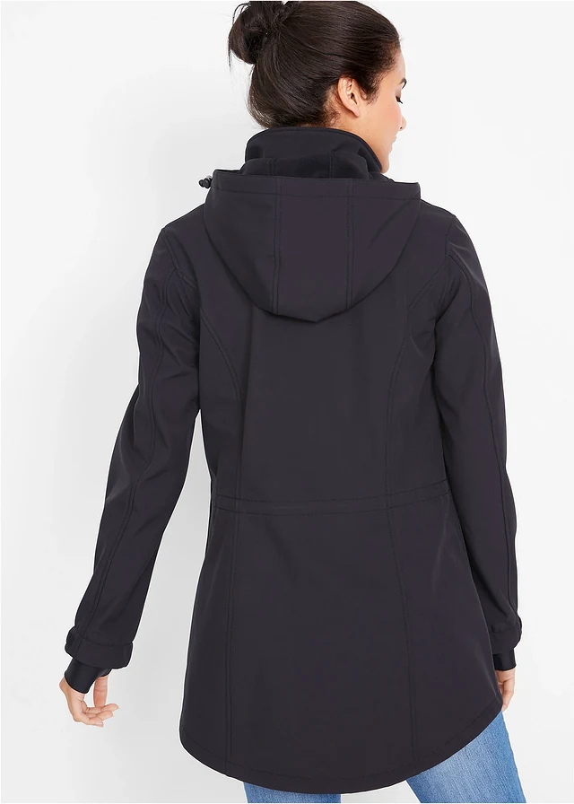 Veste duffel-coat softshell, imperméable, Couleur: noir