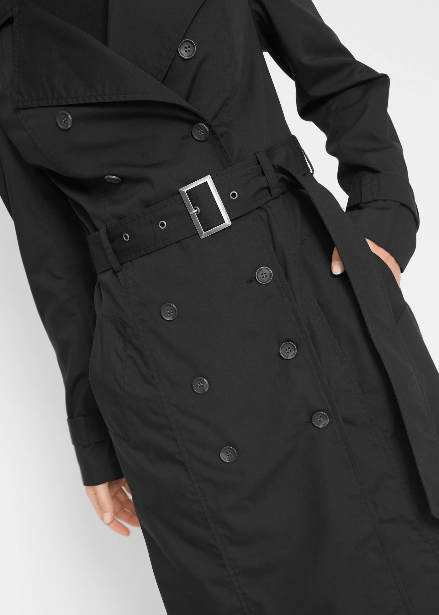 Lange trenchcoat met een ceintuur • zwart • bonprix online shop