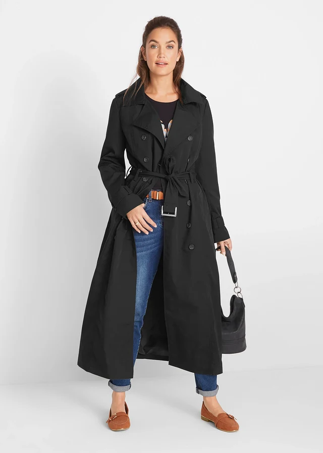 Trench-coat long ceinturé à la taille • noir • product-page.page-title-suffix