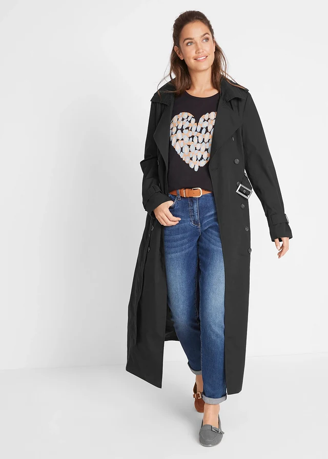 Trench-coat long ceinturé à la taille • noir • product-page.page-title-suffix