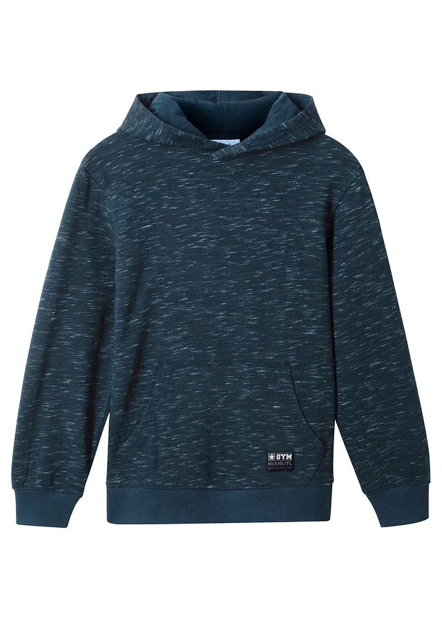 Sweat à capuche en coton mélangé, Couleur: bleu chiné