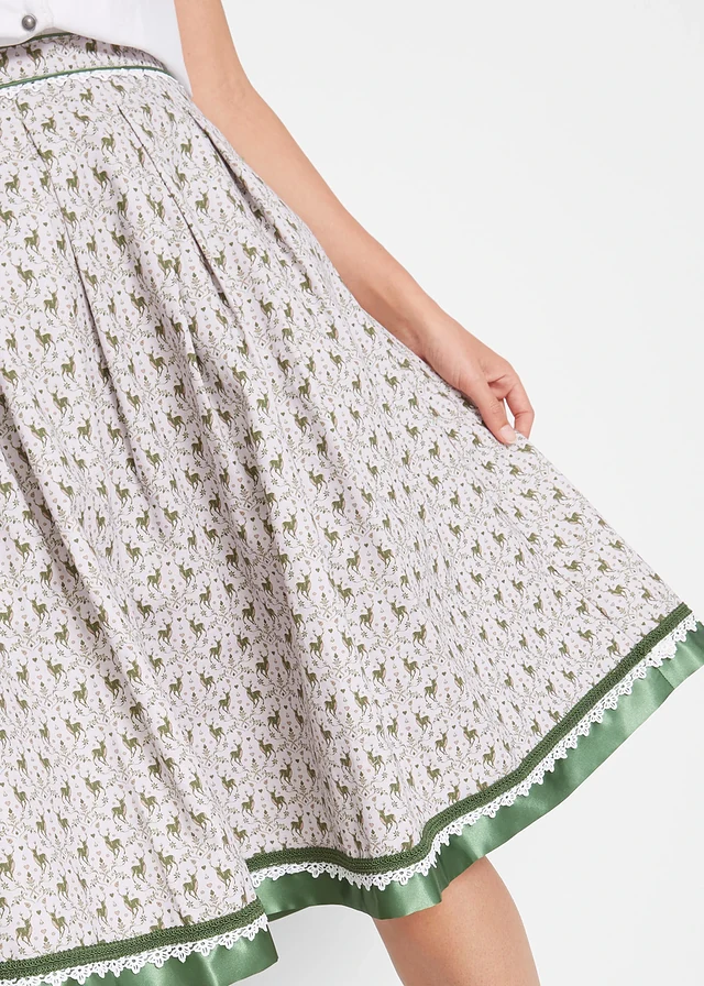 Jupe bavaroise, longueur genou • argent mat/vert fougère/blanc • product-page.page-title-suffix