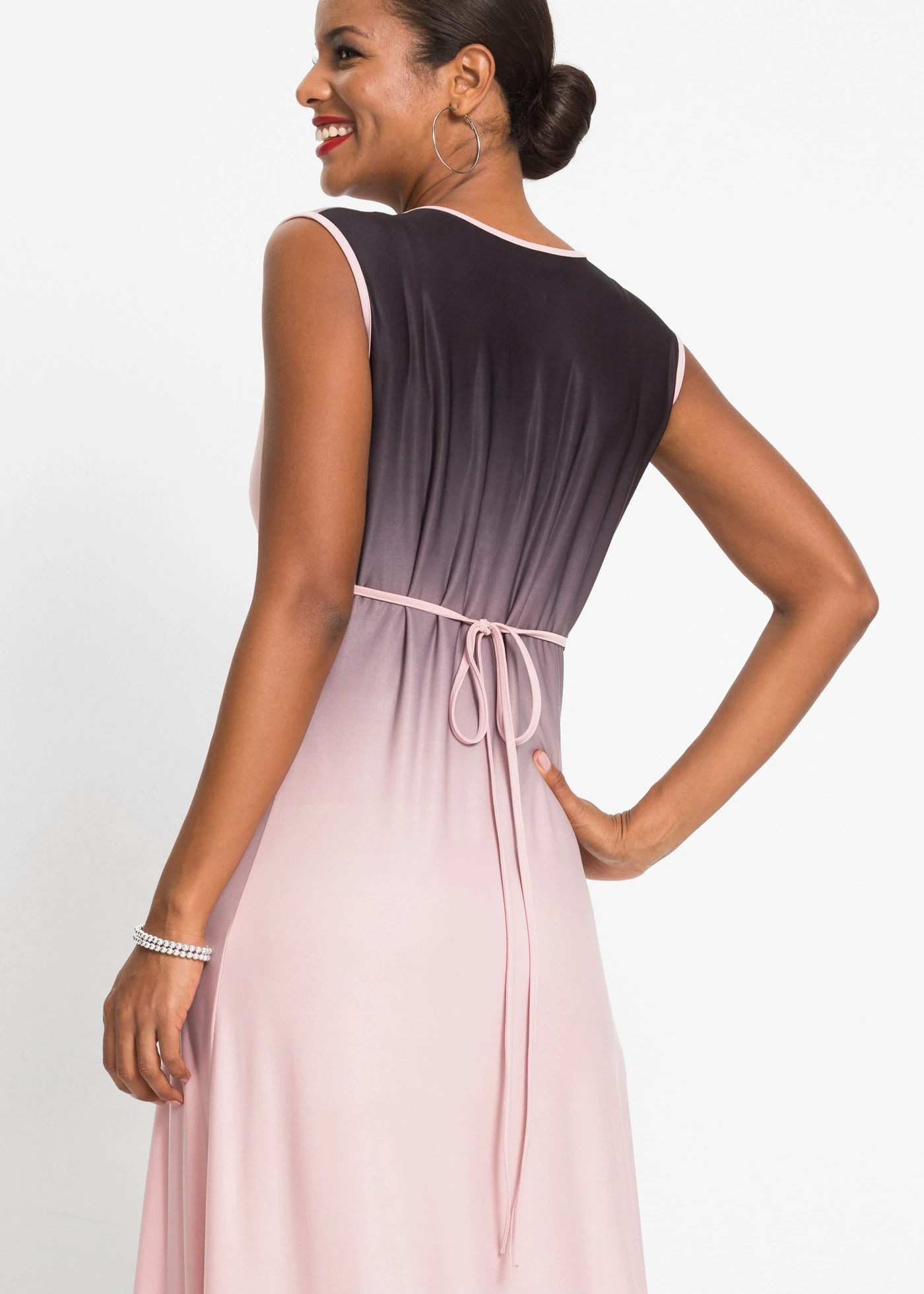 Jersey jurk met drapering • roze-grijs • bonprix online shop