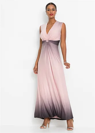 Jersey jurk met drapering • roze-grijs • bonprix online shop