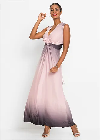 Jurk met knoopdetail, Kleur: roze-grijs