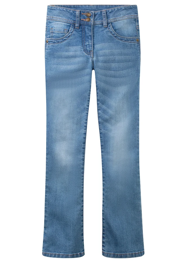 Bootcut jeans, mid waist, Kleur: medium blue denim bleached