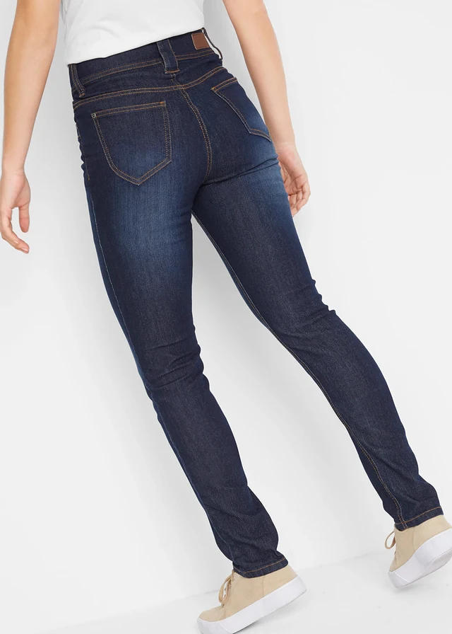 Jean slim taille haute, extensible et confortable • bleu foncé denim used • product-page.page-title-suffix