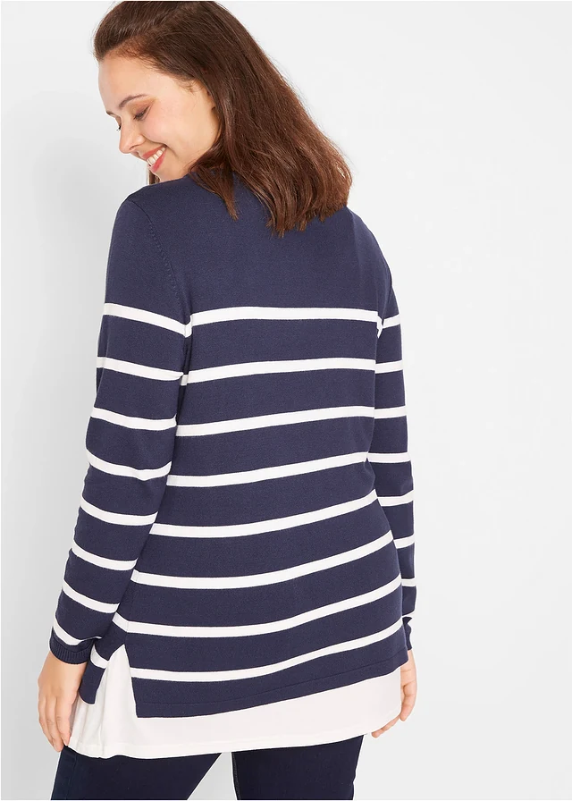 Zwangerschapstrui/voedingstrui, Kleur: donkerblauw/wit gestreept