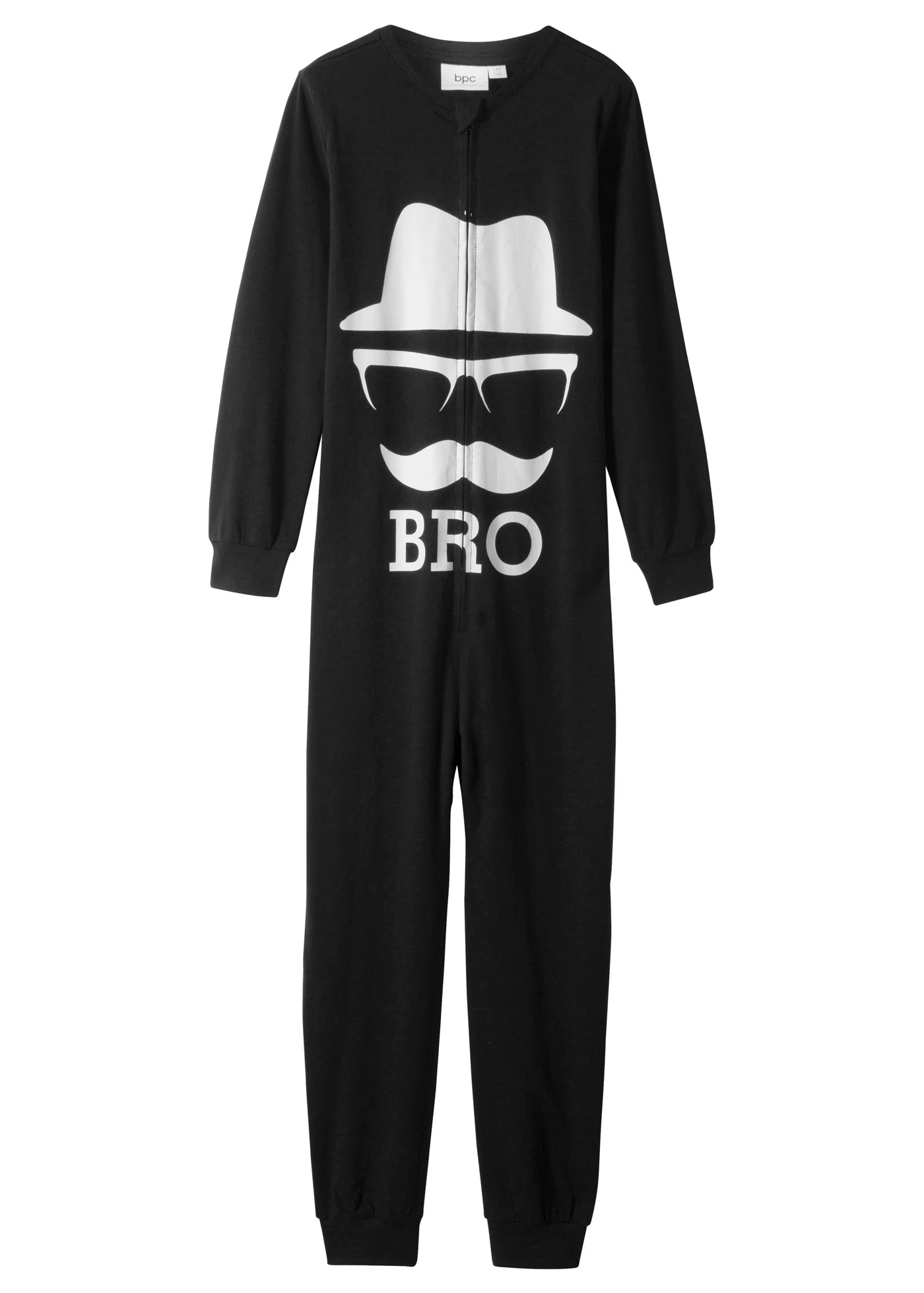 Kinderen pyjama onesie met biologisch katoen • zwart met print • bonprix online shop