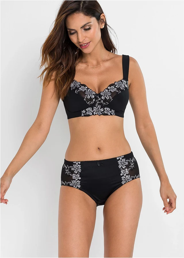 Lot de 2 soutiens-gorge sans armatures à bretelles rembourrées, Couleur: noir+blanc