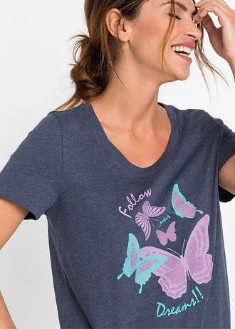 Capri pyžamo, barva: modrý melír s potiskem