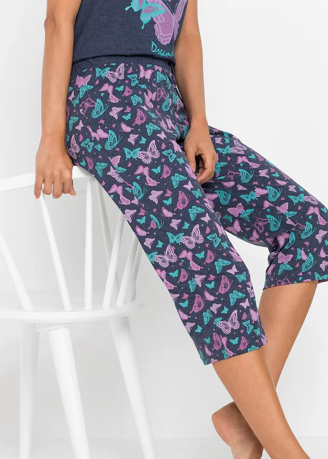 Pyjama corsaire, Couleur: bleu chiné imprimé