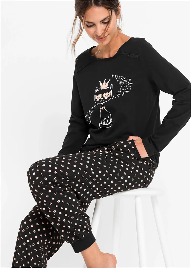 Pyjama (2-dlg.) • zwart gedessineerd • product-page.page-title-suffix