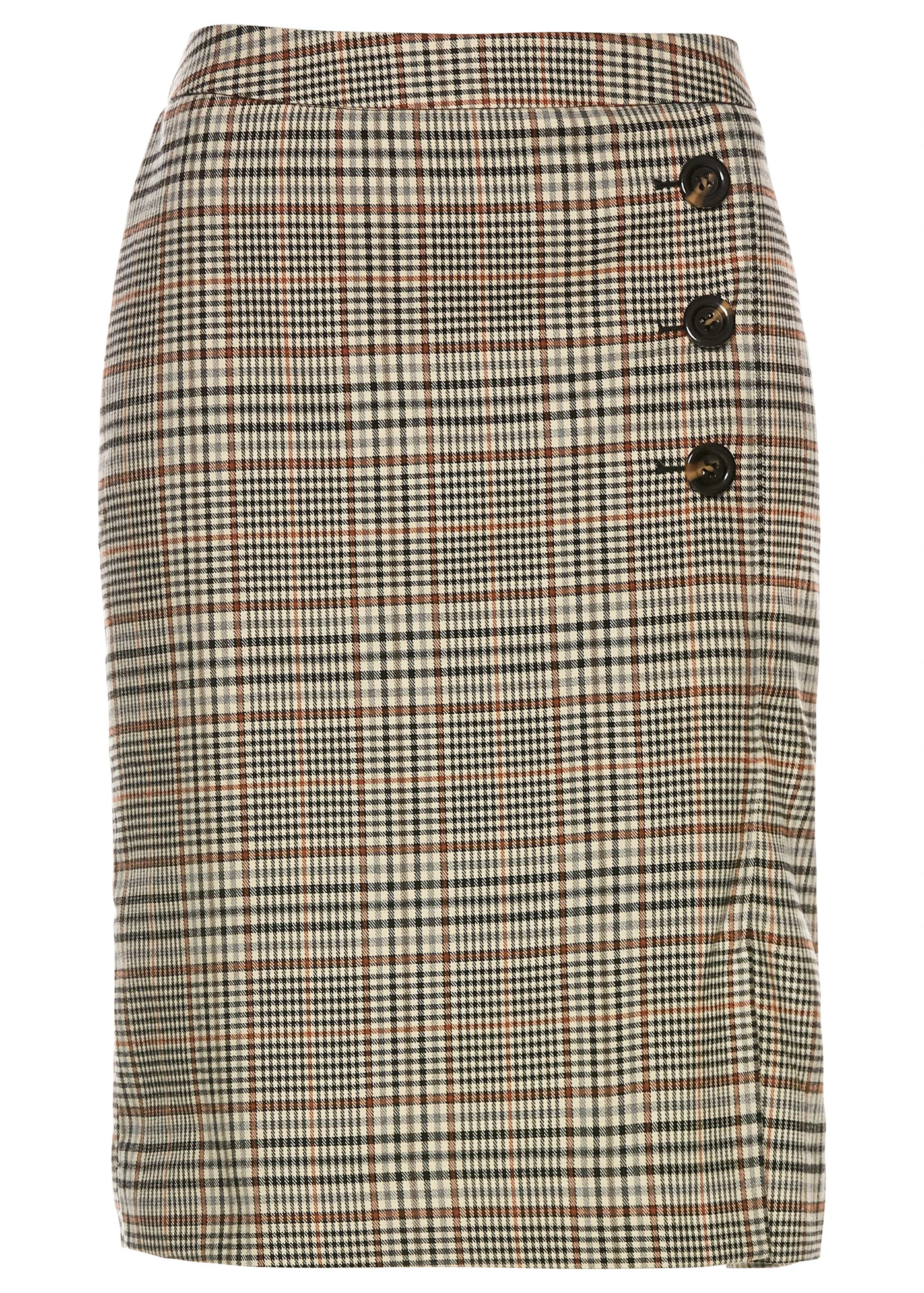 Pouzdrová sukně s knoflíky • světle hnědá kostkovaná • bonprix obchod