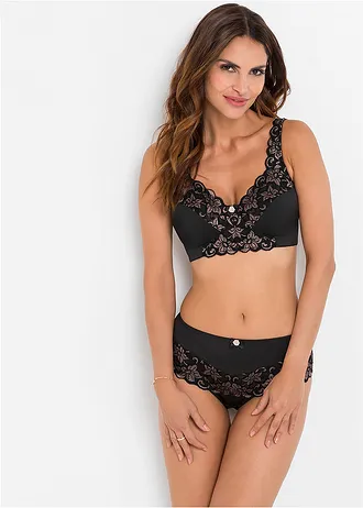 Sutien minimizer fără armătură cu bretele căptușite • negru/bej-cretă • magazin bonprix