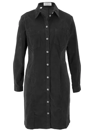 Manšestrové strečové šaty, barva: černá