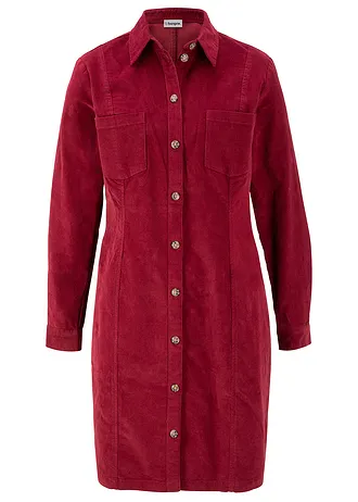 Robe en velours côtelé extensible, Couleur: rouge châtaigne