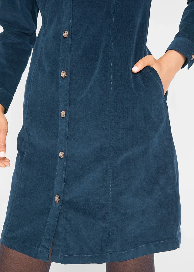 Corduroy stretch jurk • donkerblauw • product-page.page-title-suffix