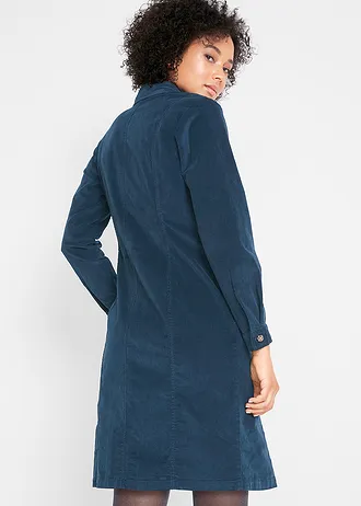 Corduroy stretch jurk, Kleur: donkerblauw