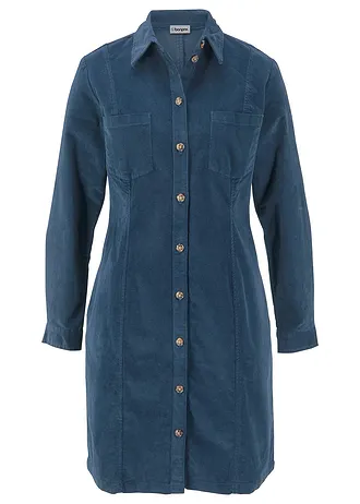 Manšestrové strečové šaty, barva: tmavě modrá