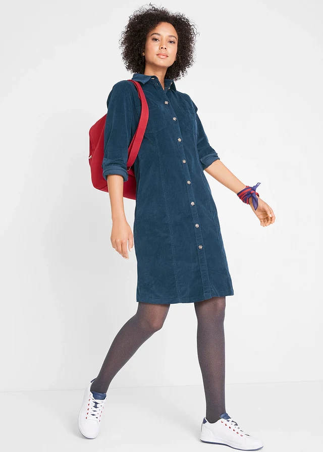 Corduroy stretch jurk • donkerblauw • product-page.page-title-suffix
