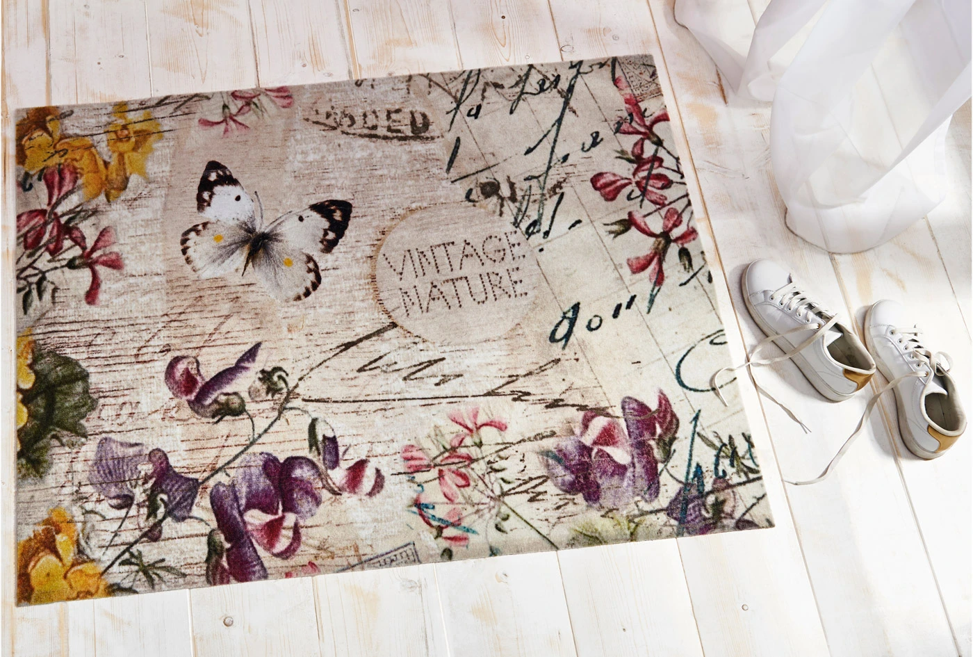Deurmat met vlinder • crème • bonprix online shop