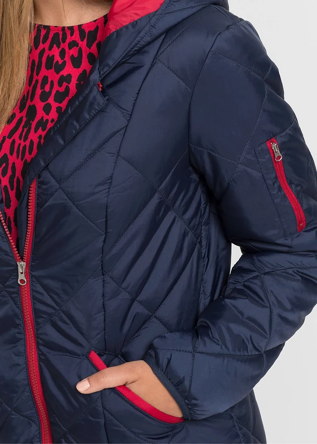 Manteau matelassé bicolore à capuche • bleu foncé-rouge foncé • product-page.page-title-suffix