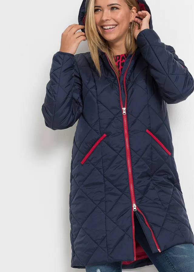 Manteau matelassé bicolore à capuche • bleu foncé-rouge foncé • product-page.page-title-suffix