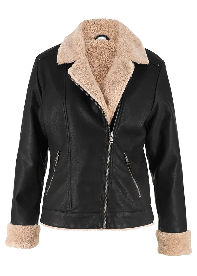 Veste enduite et doublée, Couleur: noir