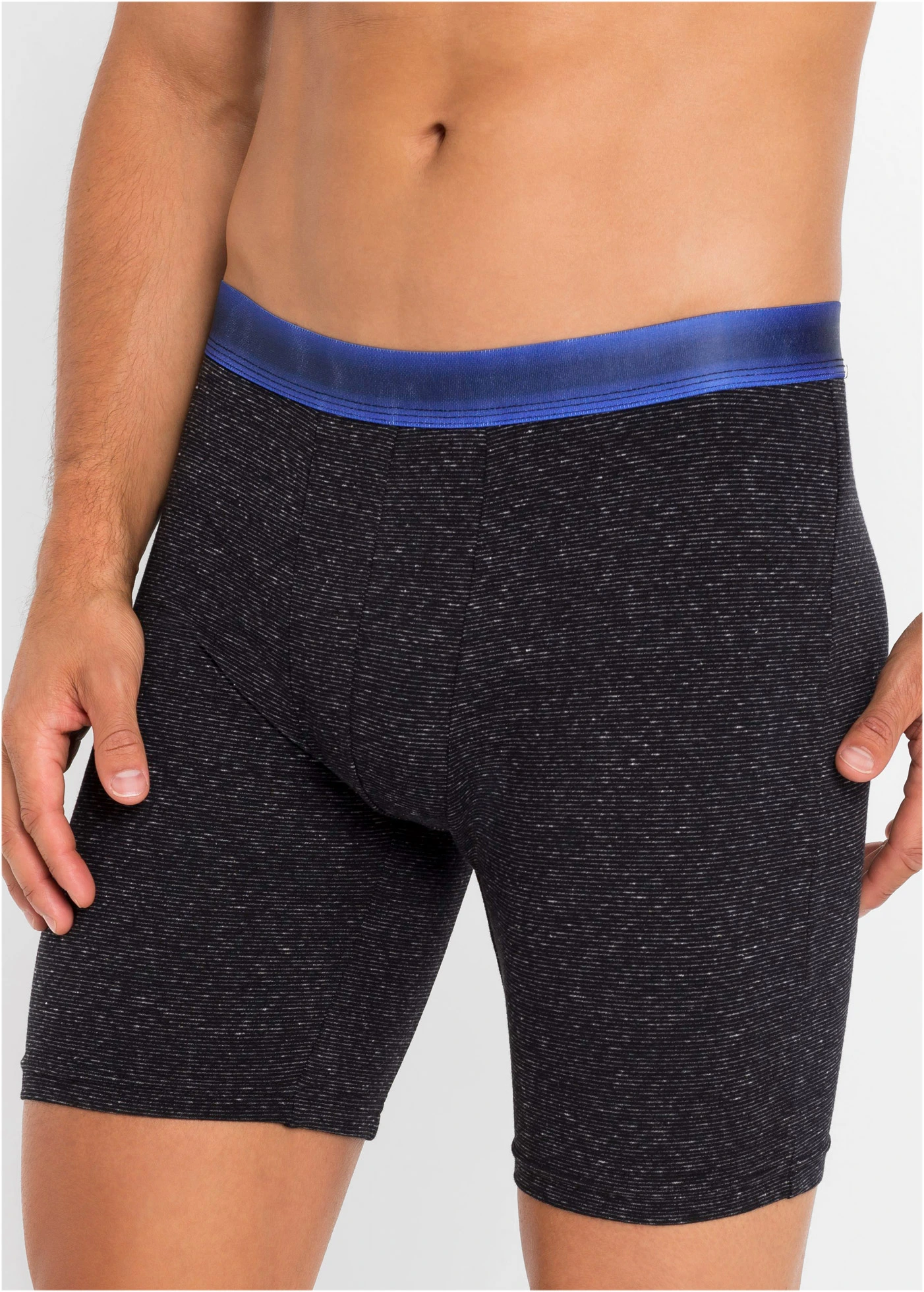 Dlouhé přiléhavé boxerky s bavlnou (2 ks v balení) • černá /šedá/tmavě modrá /safírově modrá • bonprix obchod