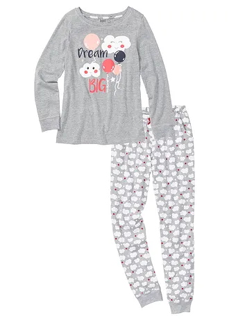 Pyjama met biologisch katoen • lichtgrijs gemêleerd met print • bonprix online shop