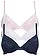 Lot de 3 soutiens-gorge push-up avec dentelle, Couleur: bleu foncé + rose clair + blanc