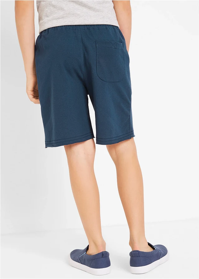 Sweat bermuda in een zachte katoenmix (set van 2), Kleur: lichtgrijs gemêleerd+donkerblauw