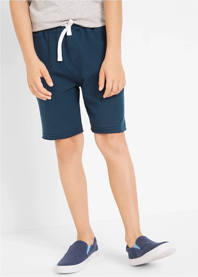 Sweat bermuda in een zachte katoenmix (set van 2), Kleur: lichtgrijs gemêleerd+donkerblauw