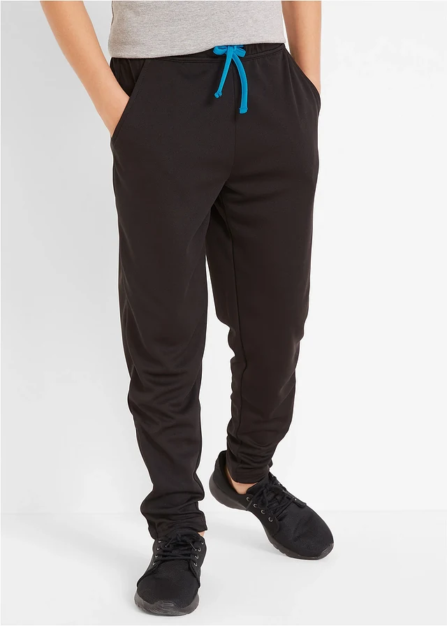 Sportbroek, sneldrogend en ademend, Kleur: zwart-capriblauw