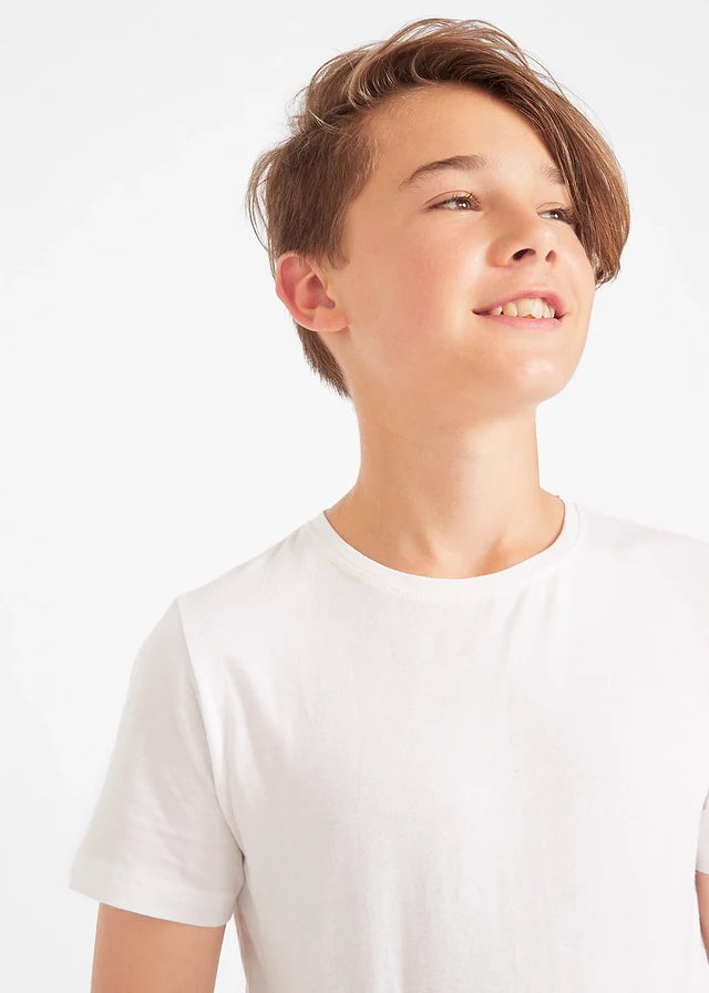 Tricou din bumbac organic (set/3 buc.) • alb+bleumarin+roșu • magazin bonprix