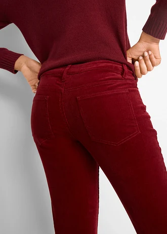 Spodnie sztruksowe o kroju bootcut, z elastycznej mieszanki bawełny • czerwony kasztanowy • sklep bonprix