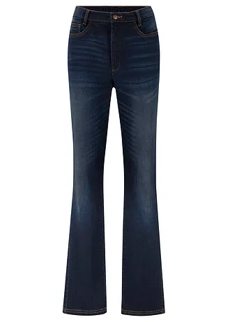 High-waist stretch jeans met comfortband, bootcut