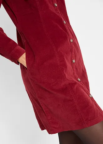 Manšestrové strečové šaty • kaštanově červená • bonprix obchod