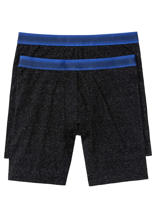 Strakke lange boxershorts (set van 2), Kleur: zwart + saffierblauw